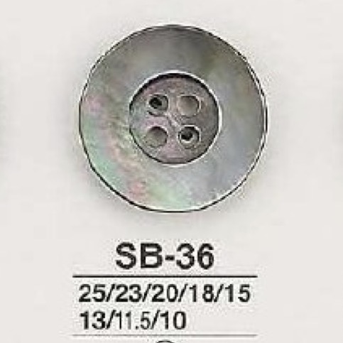 SB36 黒蝶貝製 表穴4つ穴ボタン アイリス