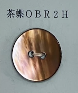 OBR2H 2つ穴 縁なし 茶蝶 貝ボタン トモイ