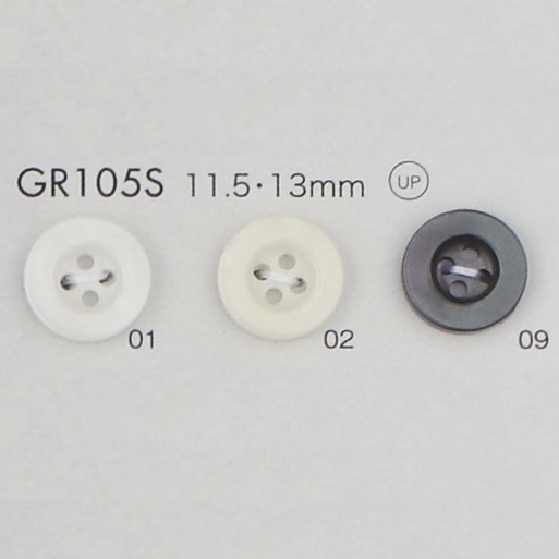 GR105S GRS認証 再生ペット樹脂25%混合ボタン フチあり 4つ穴 大阪プラスチック工業(DAIYA BUTTON)