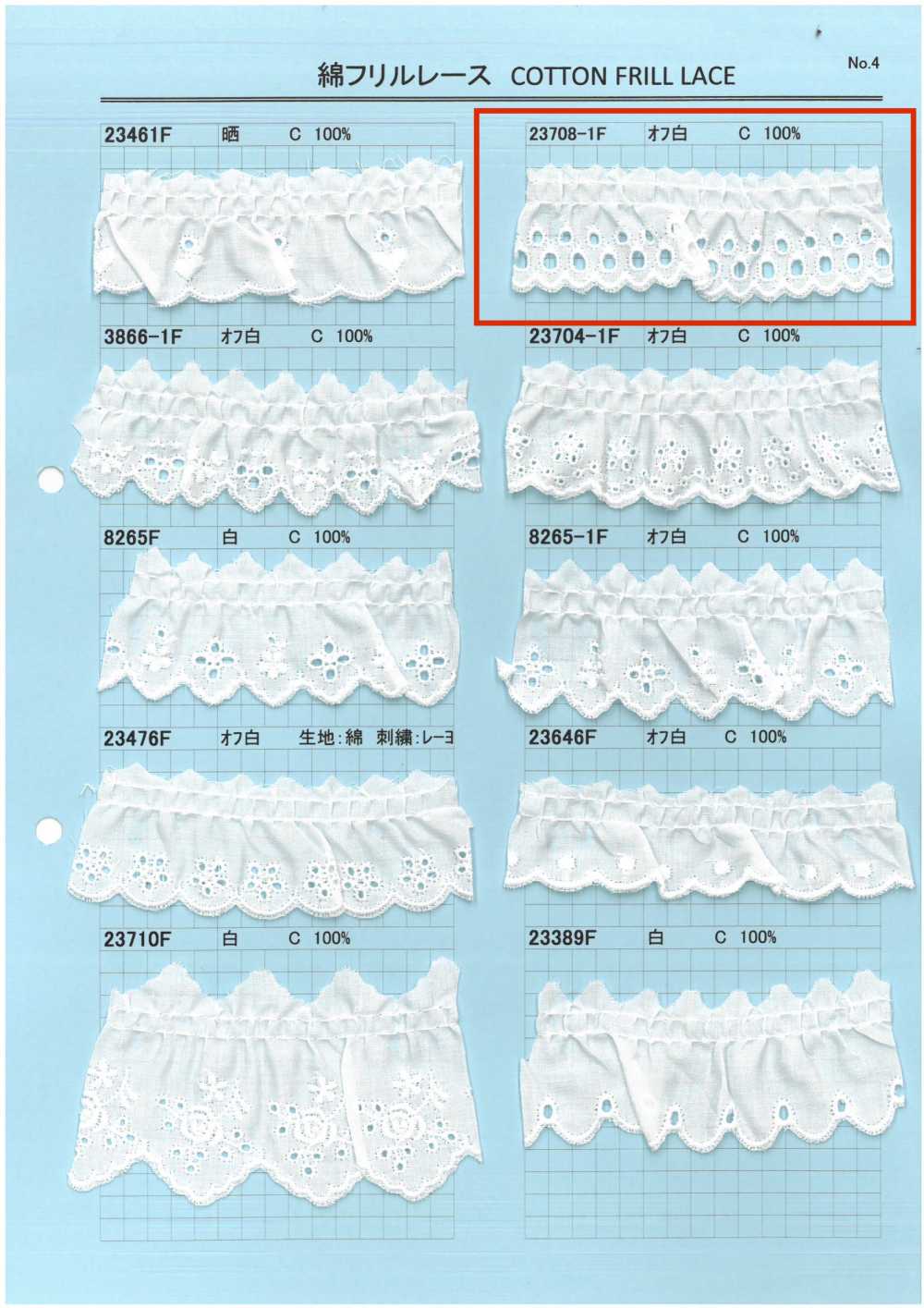 23708-1F 綿フリルレース 協和レース