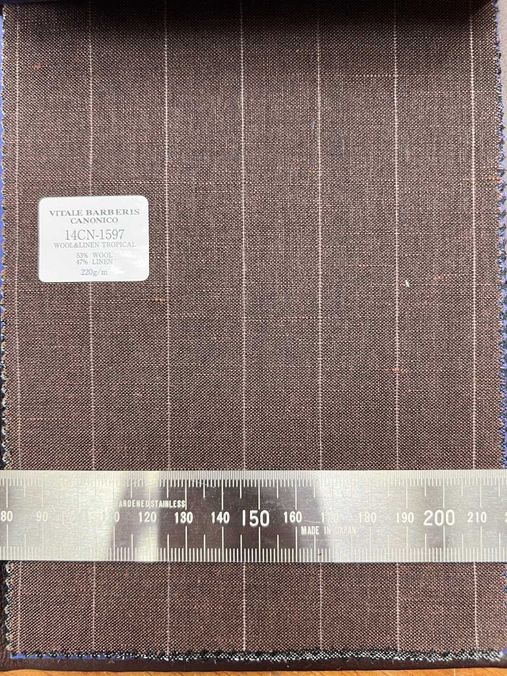 14CN1597 CANONICO 21 micron Wool & Linen ストライプ ブラウン[生地] CANONICO