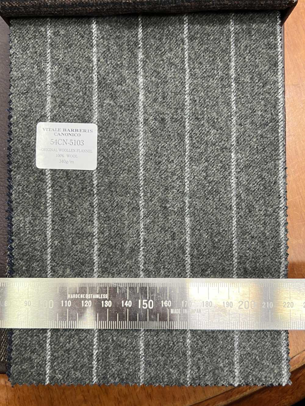 54CN5103 CANONICO ORIGINAL WOOLEN FLANNEL ストライプ グレー[生地] CANONICO