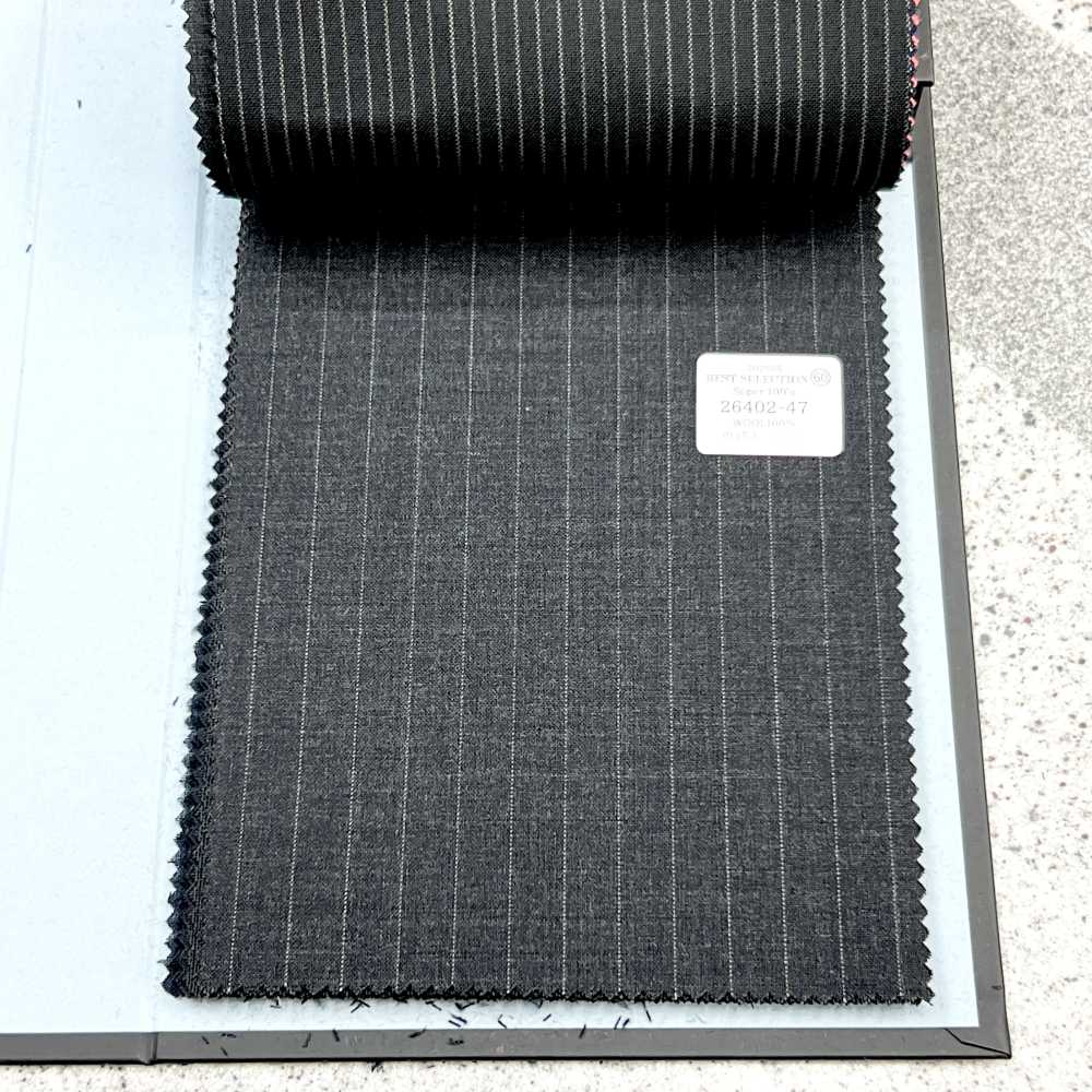 26402-47 25SS BEST SELECTION 【traditional fabric】トラディショナルファブリック チョークストライプ ダークグレー[生地] 国島株式会社