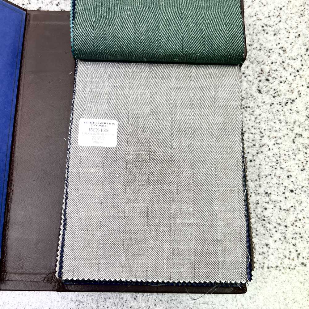 15CN1506 CANONICO LINEN&21μ WOOL SUITING ベージュ ヘリンボーン[生地] CANONICO