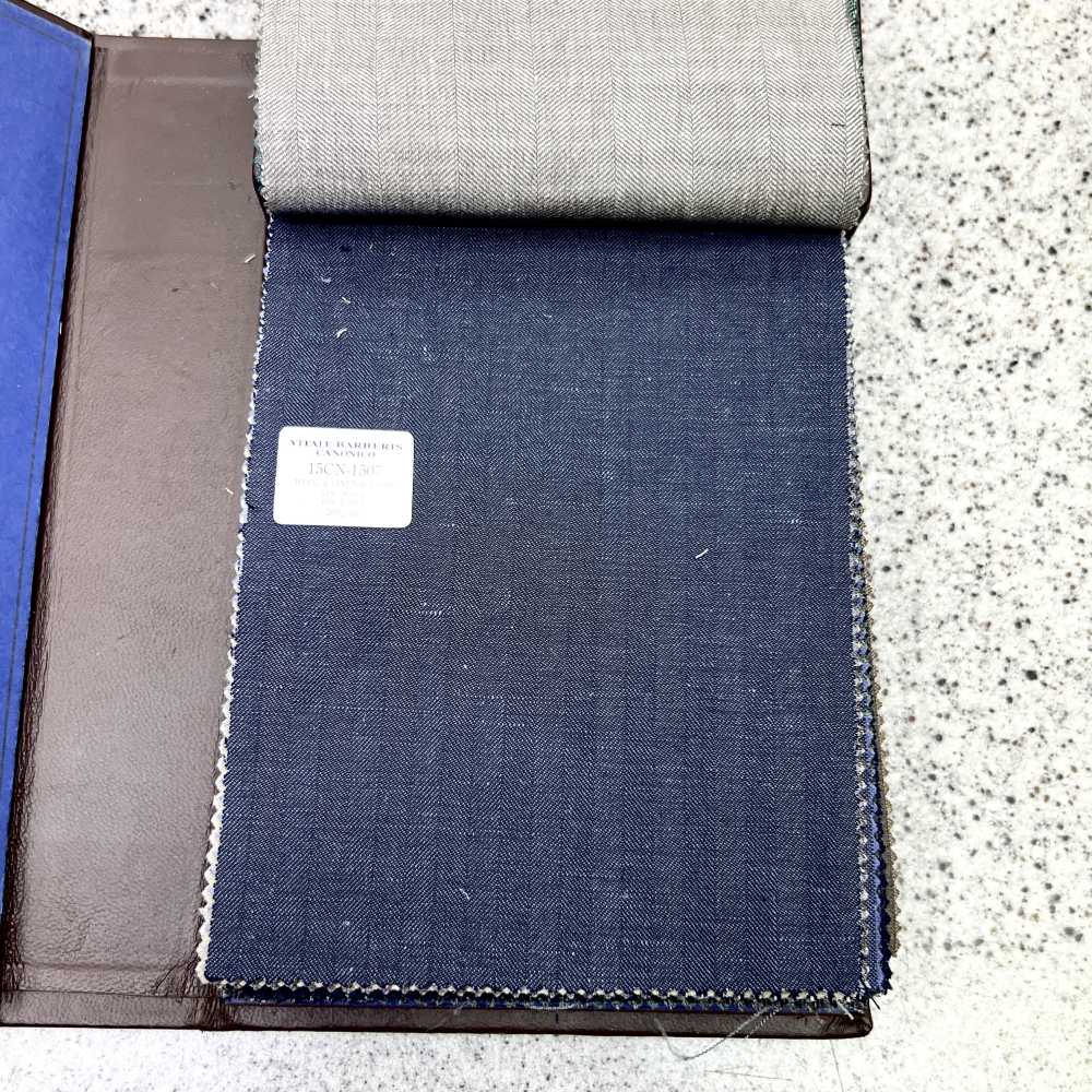 15CN1507 CANONICO WOOL&LINEN SUITING ブルーグレー ヘリンボーン[生地] CANONICO