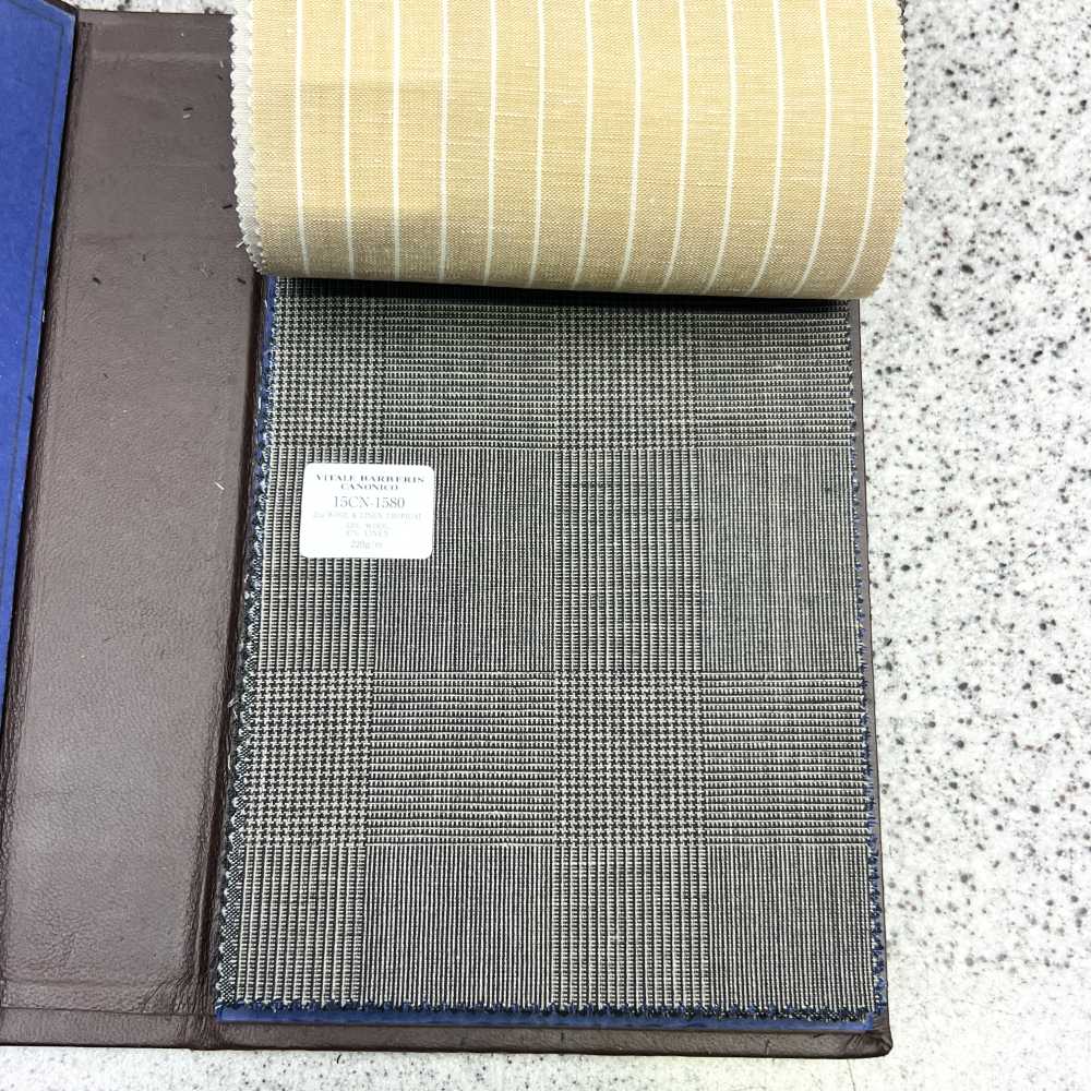 15CN1580 CANONIC カノニコ 21μ WOOL&LINEN TROPICAL 茶 グレンチェック[生地] CANONICO