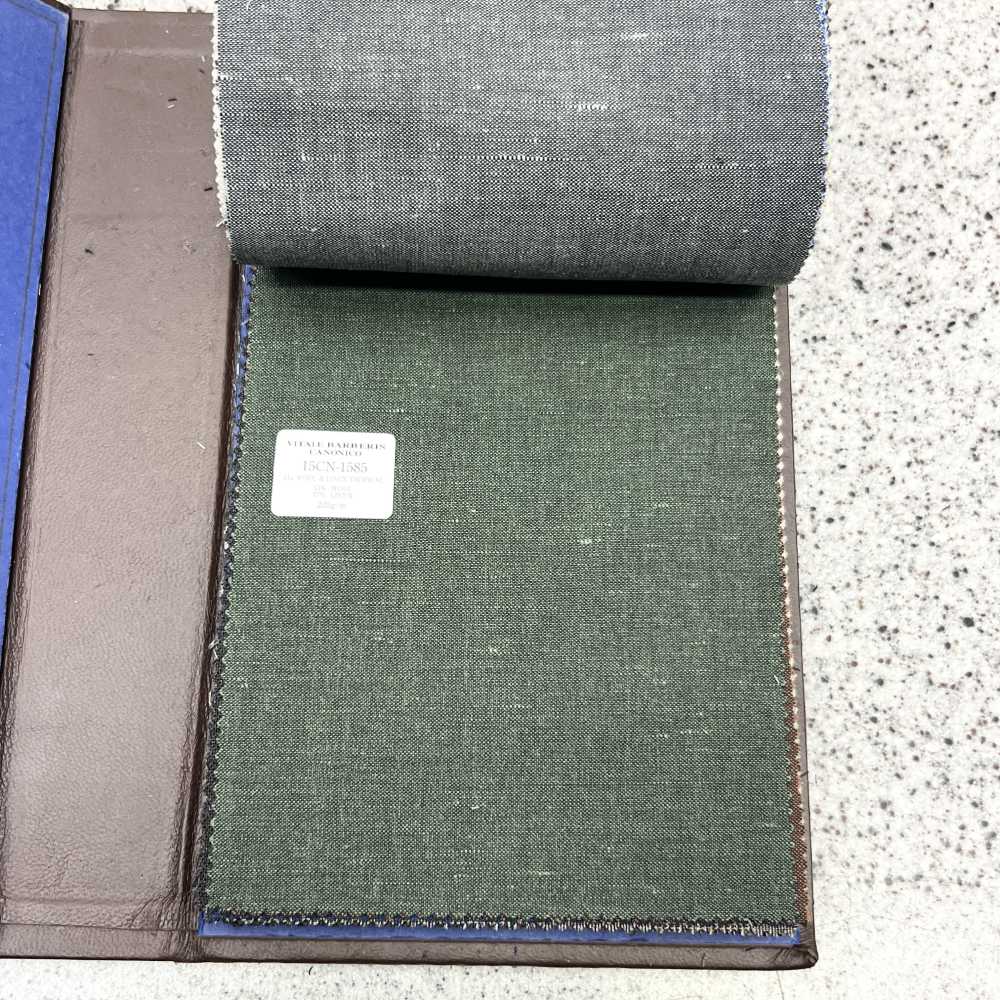 15CN1585 CANONIC カノニコ 21μ WOOL&LINEN TROPICAL 緑 無地[生地] CANONICO