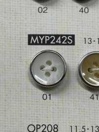 MYP242S 上品 シルバー 4つ穴 ポリエステル ボタン 大阪プラスチック工業(DAIYA BUTTON) サブ画像