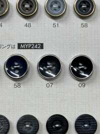 MYP242S 上品 シルバー 4つ穴 ポリエステル ボタン 大阪プラスチック工業(DAIYA BUTTON) サブ画像