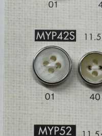 MYP42S 水牛調 シルバー 4つ穴 ポリエステル ボタン 大阪プラスチック工業(DAIYA BUTTON) サブ画像